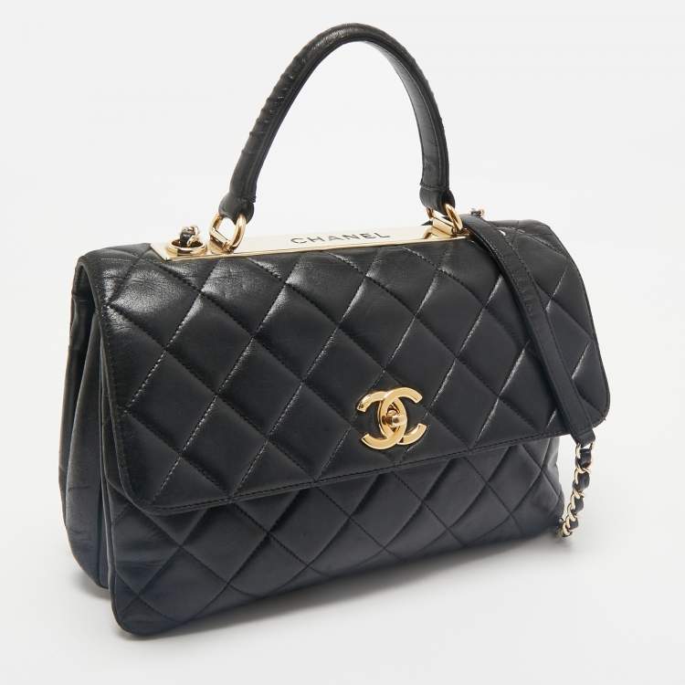 Pre Owned Chanel Black Quilted Leather Medium Trendy CC Flap Bag