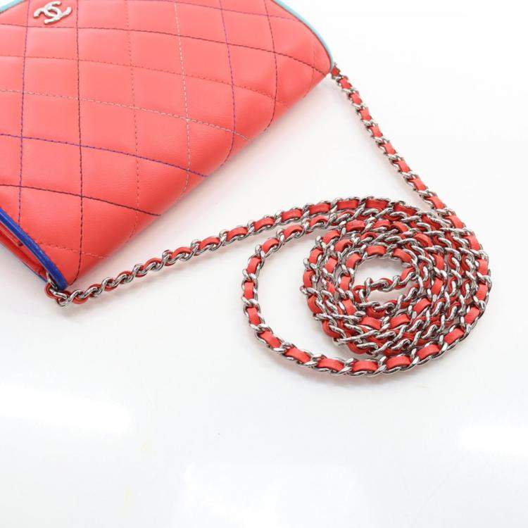 Pre Owned Chanel Pink Lambskin Wallet On Chain (WOC)