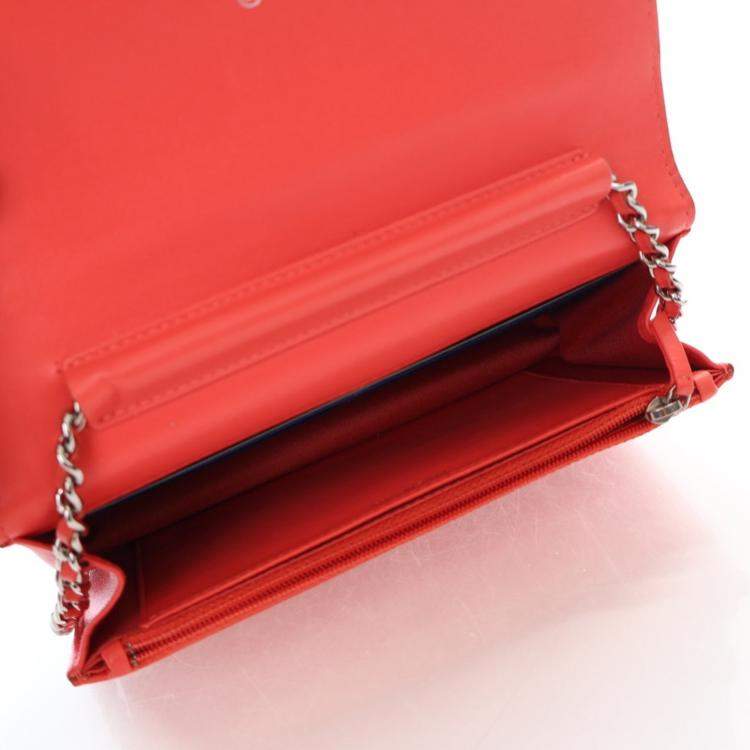 Pre Owned Chanel Pink Lambskin Wallet On Chain (WOC)