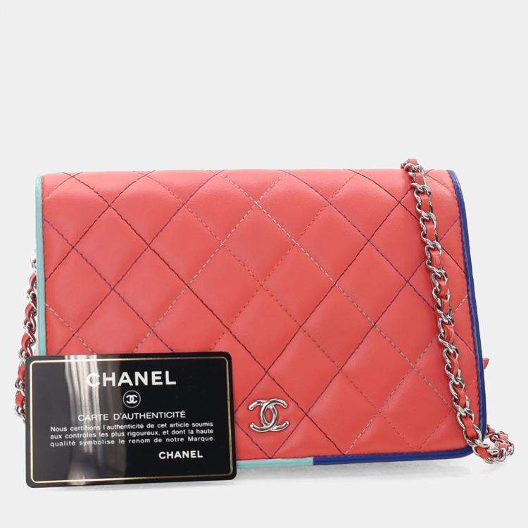 Pre Owned Chanel Pink Lambskin Wallet On Chain (WOC)