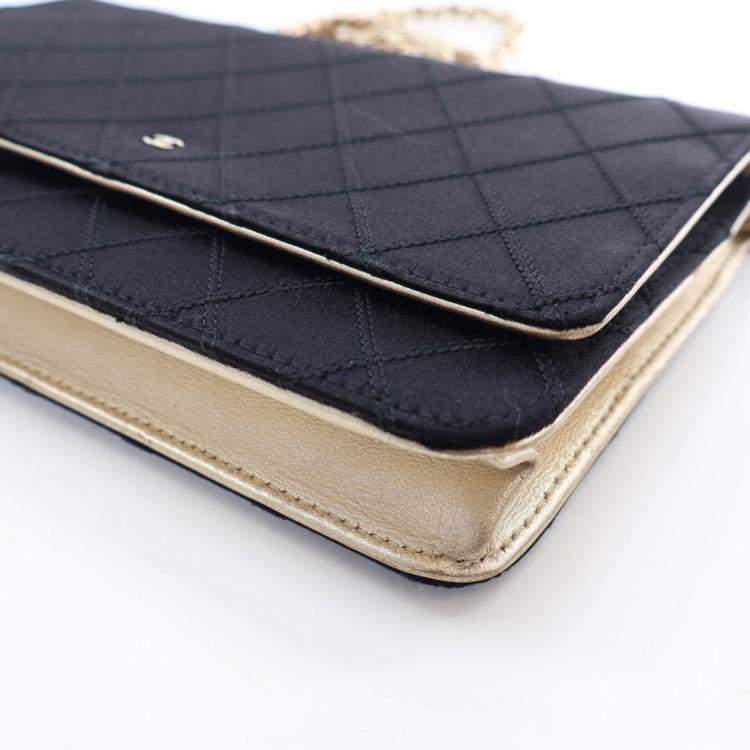 Pre Owned Chanel Bicolor Satin Diamond Stitch Wallet On Chain (WOC)