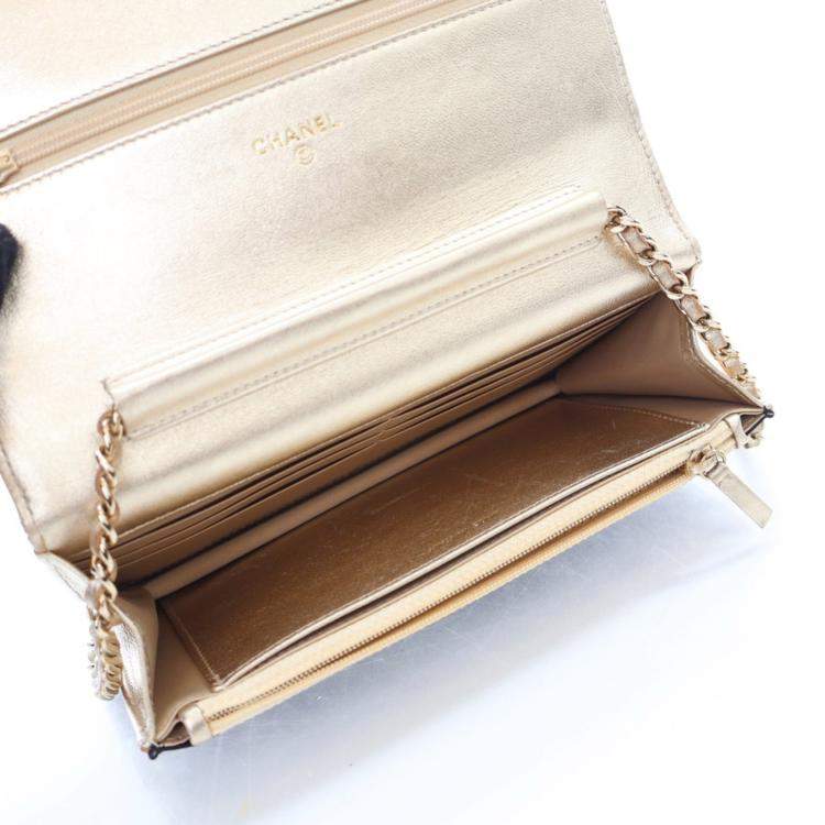 Pre Owned Chanel Bicolor Satin Diamond Stitch Wallet On Chain (WOC)