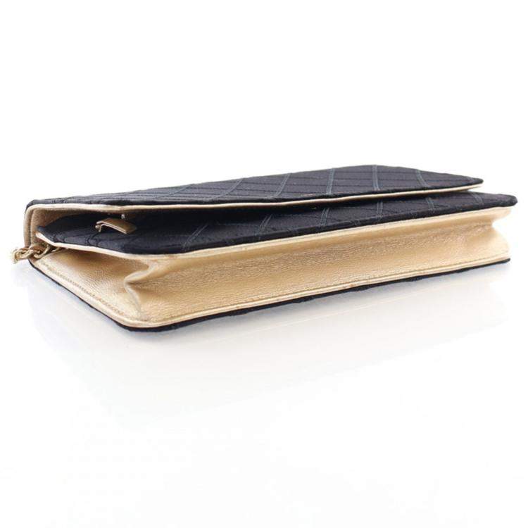 Pre Owned Chanel Bicolor Satin Diamond Stitch Wallet On Chain (WOC)