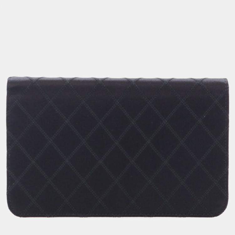 Pre Owned Chanel Bicolor Satin Diamond Stitch Wallet On Chain (WOC)