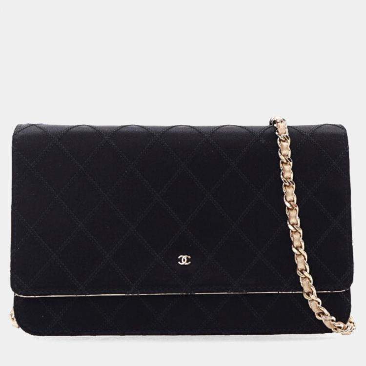 Pre Owned Chanel Bicolor Satin Diamond Stitch Wallet On Chain (WOC)