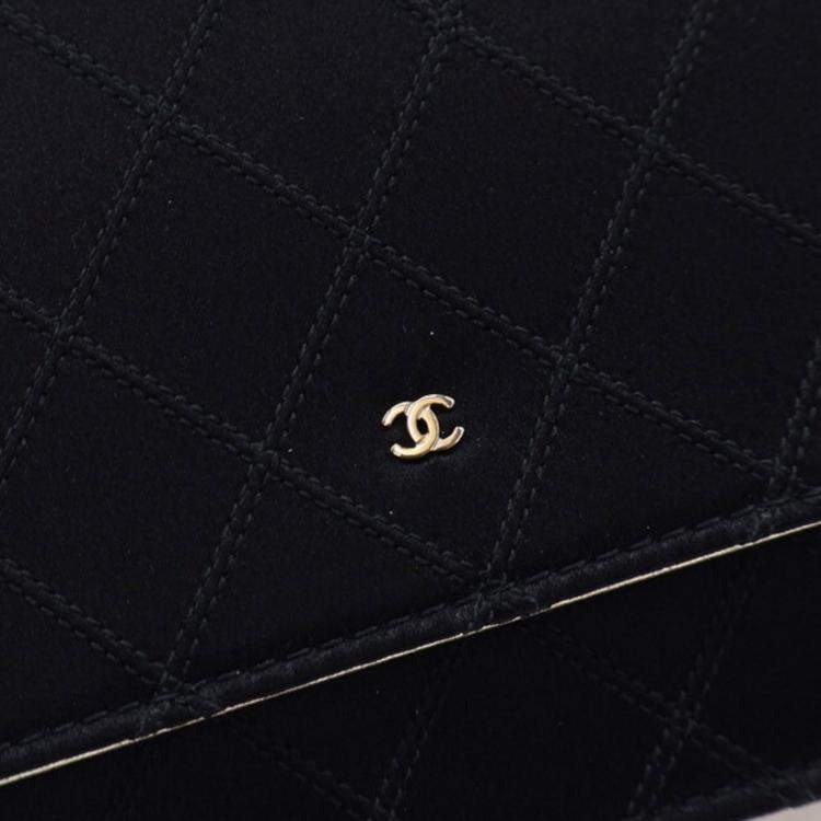 Pre Owned Chanel Bicolor Satin Diamond Stitch Wallet On Chain (WOC)