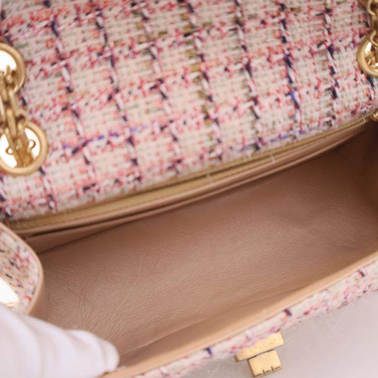 Pre Owned Chanel Pink Tweed Reissue 2.55 Flap Bag 224