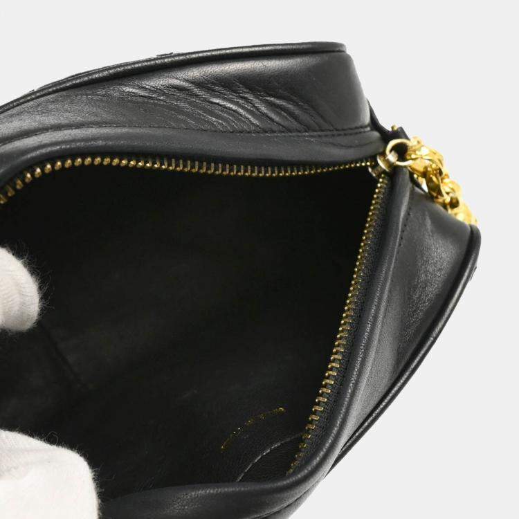 Pre Owned Chanel Black Lambskin Quilted Mini Camera Bag 