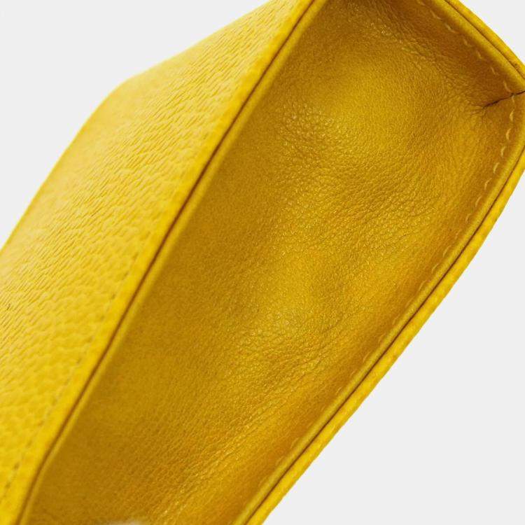 Pre Owned Chanel Yellow Caviar Leather Timeless Pochette Shoulder Bag