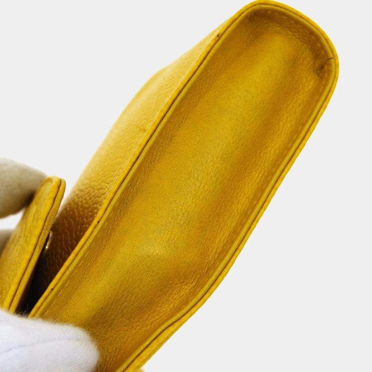 Pre Owned Chanel Yellow Caviar Leather Timeless Pochette Shoulder Bag