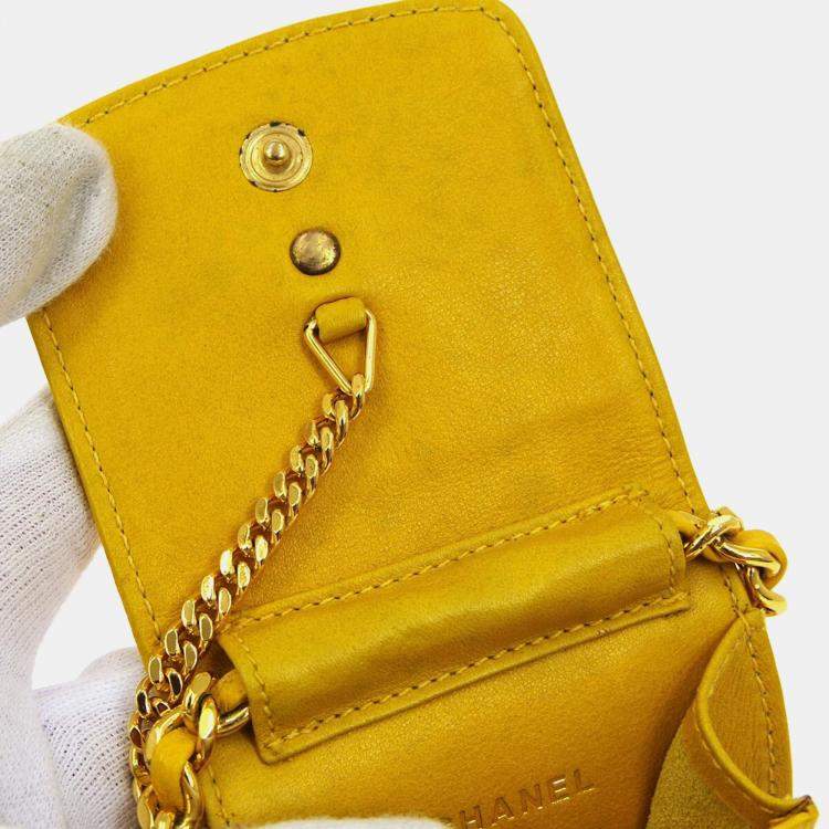 Pre Owned Chanel Yellow Caviar Leather Timeless Pochette Shoulder Bag