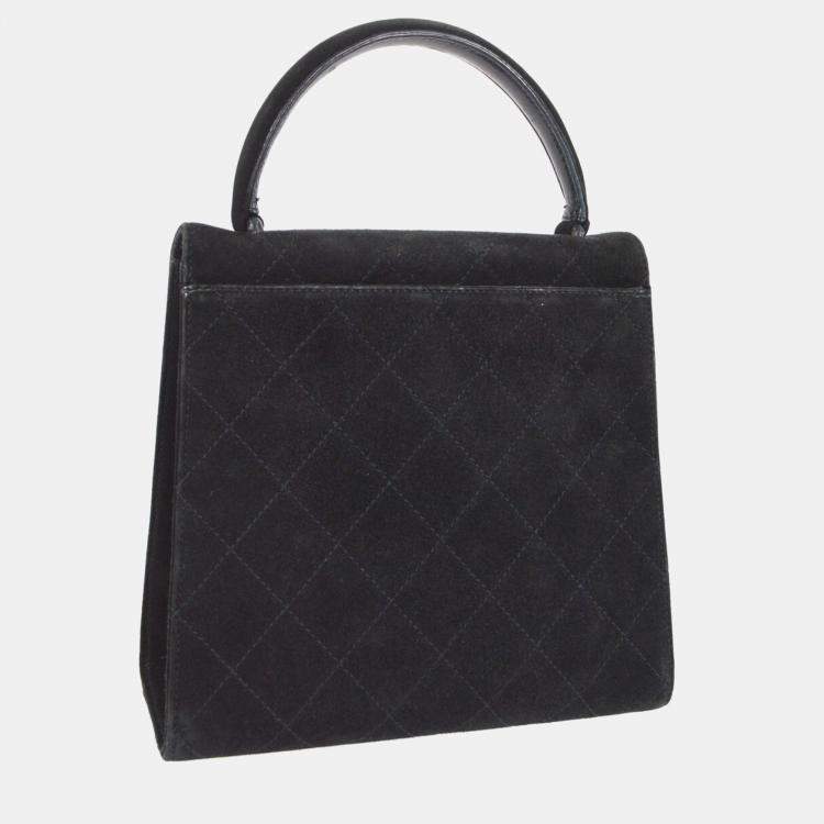 Pre Owned Chanel Black Suede Mademoiselle Lock Handbag