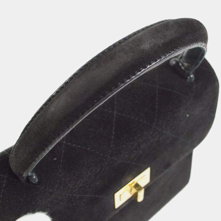 Pre Owned Chanel Black Suede Mademoiselle Lock Handbag