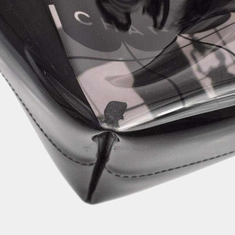 Pre Owned Chanel Black Vinyl Windows Line Tote Handbag