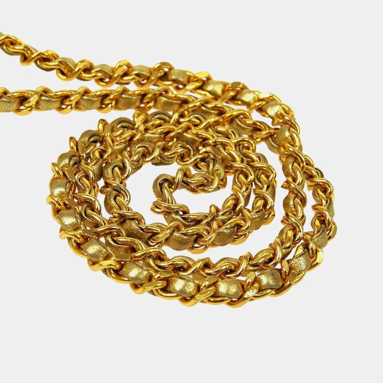 Pre Owned Chanel Gold Lambskin Micro Classic Flap Shoulder Bag