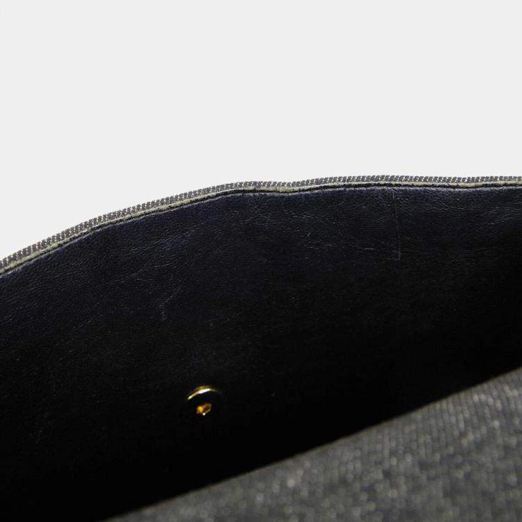 Pre Owned Chanel Black Denim Medium Top Handle Bag 