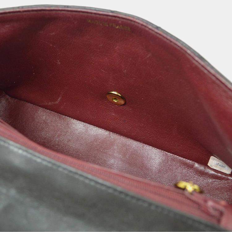 Pre Owned Chanel Black Lambskin Medium Kelly Flap Bag 