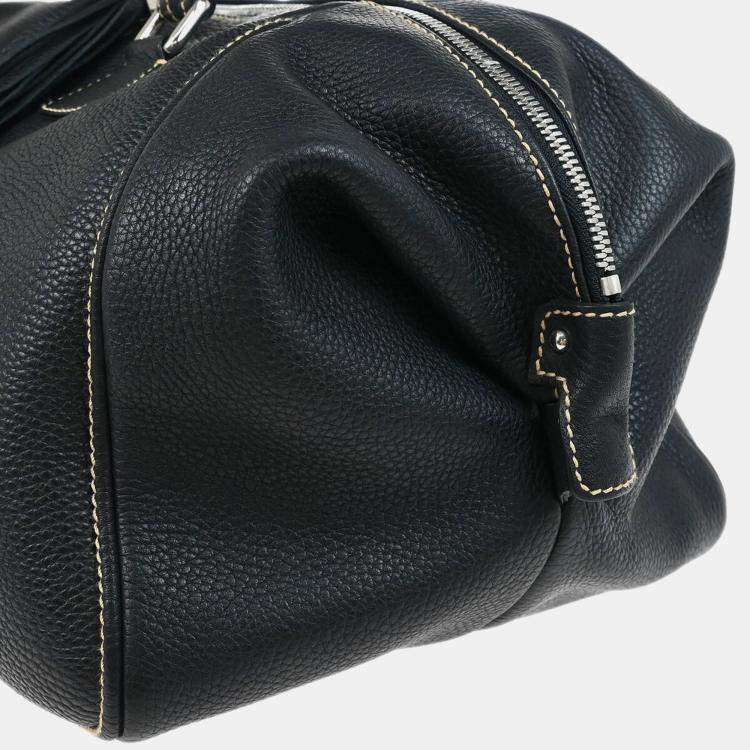 Pre Owned Chanel Black Calfskin Duffle Handbag 