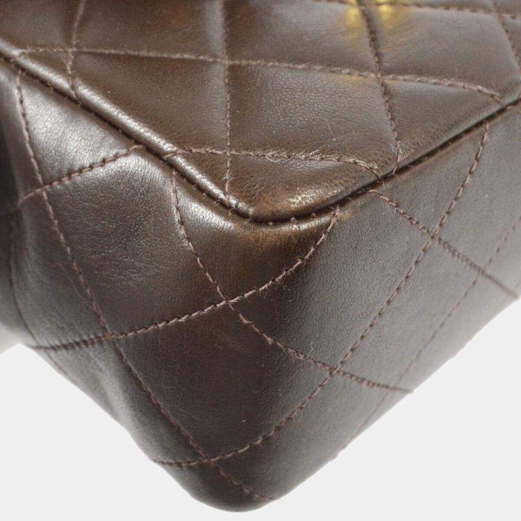 Pre Owned Chanel Brown Lambskin Mini Square Handbag