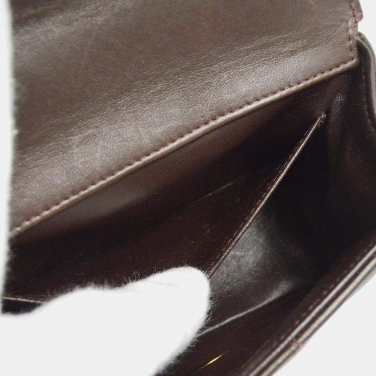 Pre Owned Chanel Brown Lambskin Mini Square Handbag