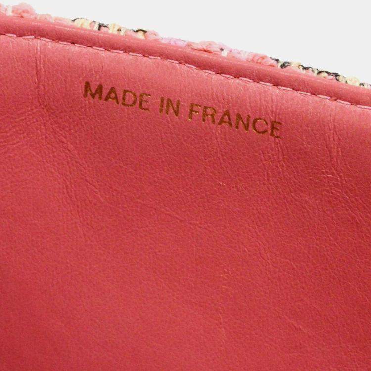 Pre Owned Chanel Pink Tweed Top Handle Handbag
