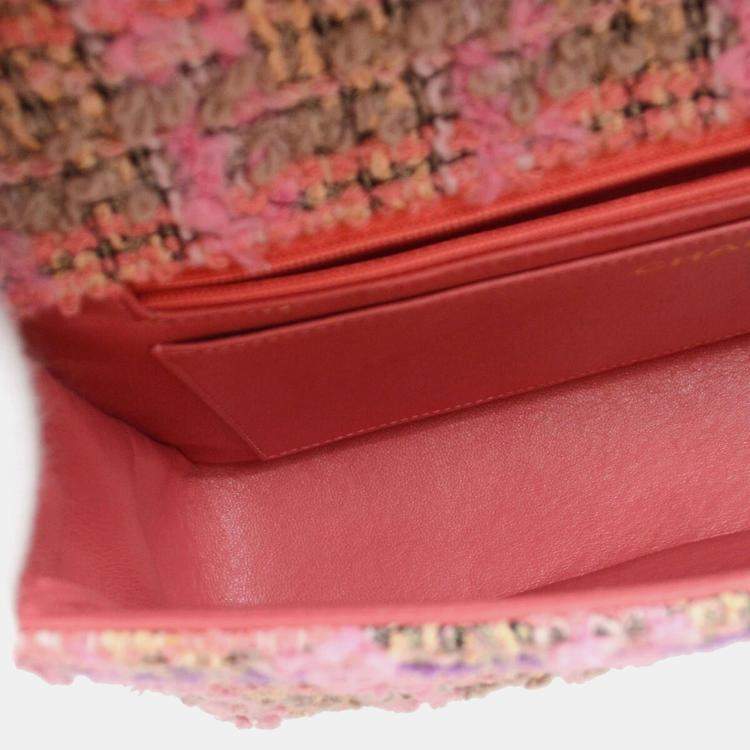 Pre Owned Chanel Pink Tweed Top Handle Handbag