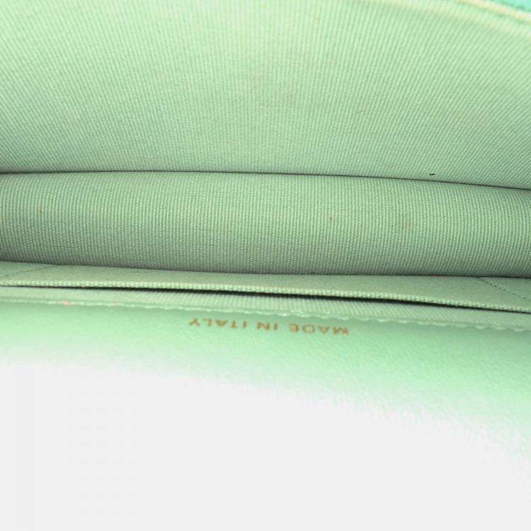 Pre Owned Chanel Green Quilted Lambskin 19 Wallet on Chain