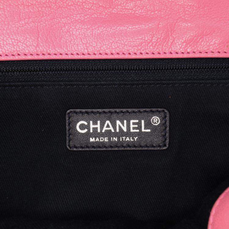 Pre Owned Chanel Pink Small Quilted Shiny Goatskin Double Carry Waist Chain Flap