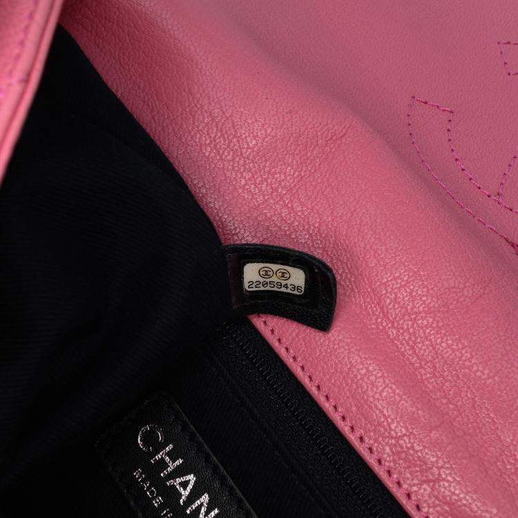 Pre Owned Chanel Pink Small Quilted Shiny Goatskin Double Carry Waist Chain Flap