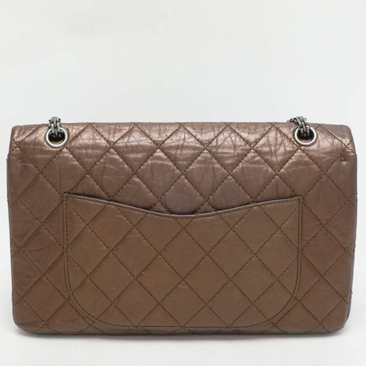Pre Owned Chanel Metallic Brown Quilted Aged Leather Reissue 2.55 Classic 227 Flap Bag