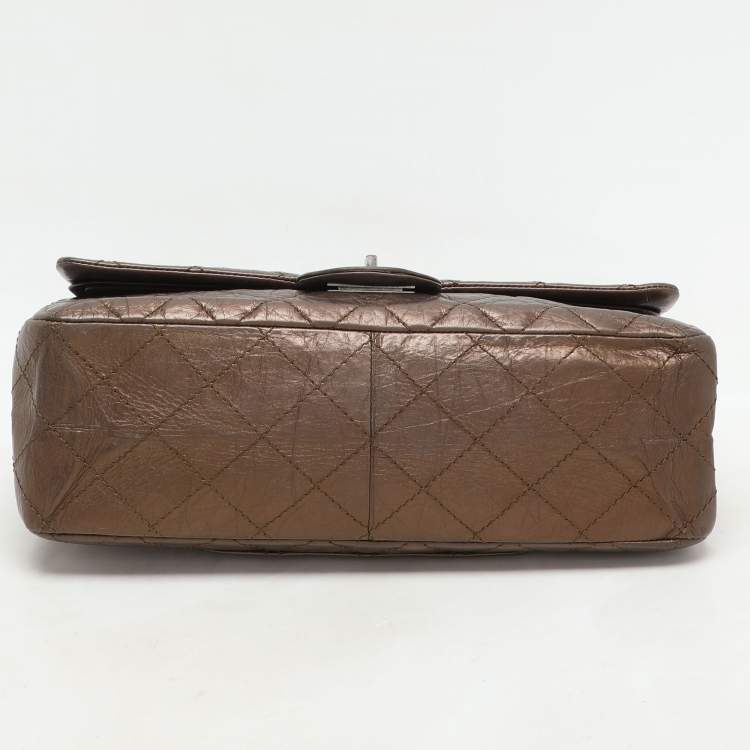 Pre Owned Chanel Metallic Brown Quilted Aged Leather Reissue 2.55 Classic 227 Flap Bag