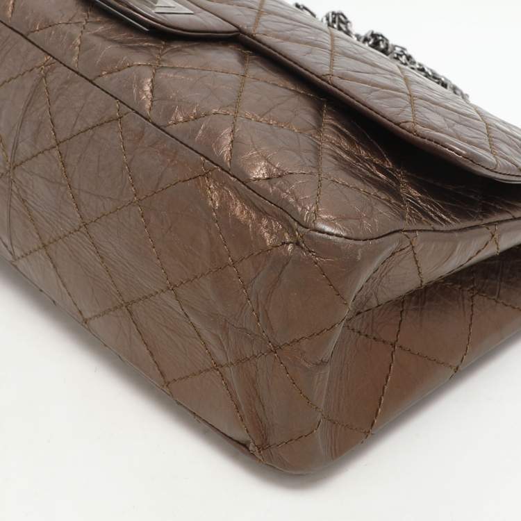 Pre Owned Chanel Metallic Brown Quilted Aged Leather Reissue 2.55 Classic 227 Flap Bag