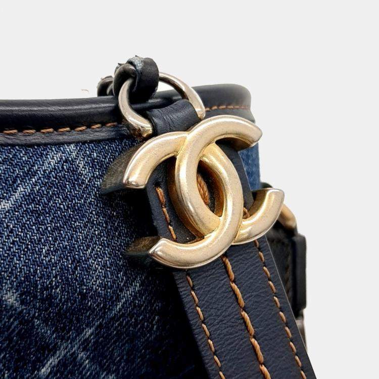 Pre Owned Chanel Blue Denim Denim Gabrielle Hobo Bag