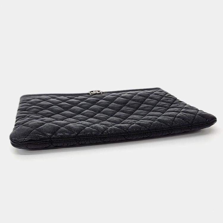 Pre Owned Gucci Black Caviar Boy Clutch New Medium