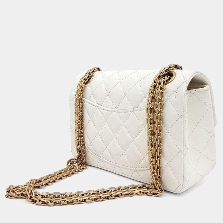 Pre Owned Chanel White Leather Vintage 2.55 New Mini 20