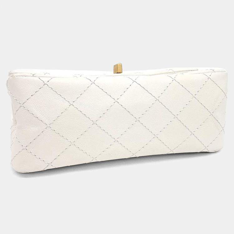 Pre Owned Chanel White Leather Vintage 2.55 New Mini 20