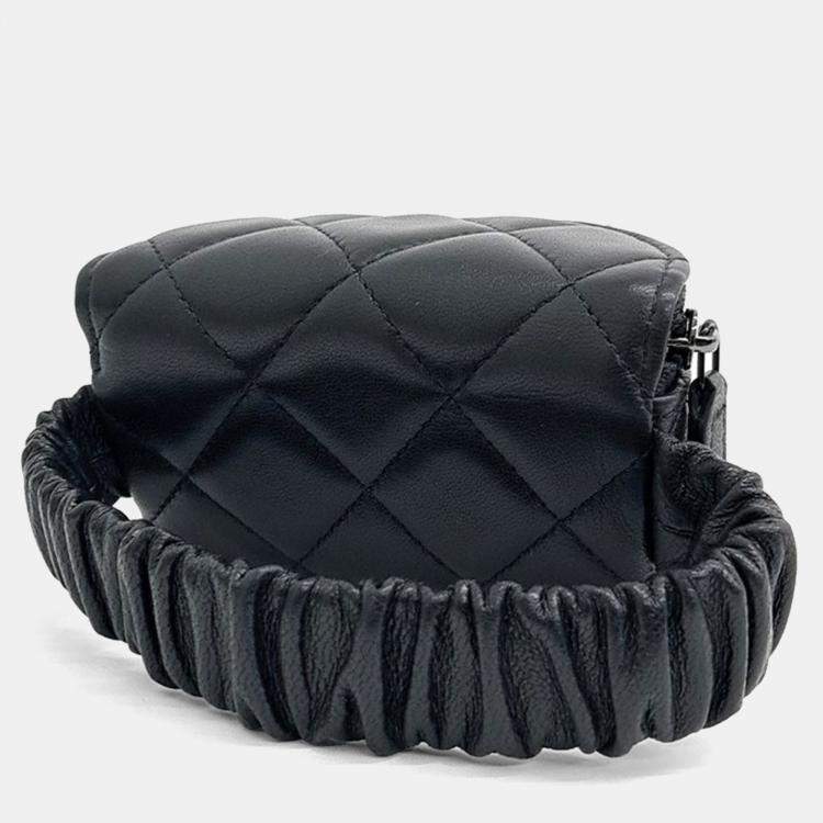 Pre Owned Chanel Black Leather Armband Pocket Mini Bag