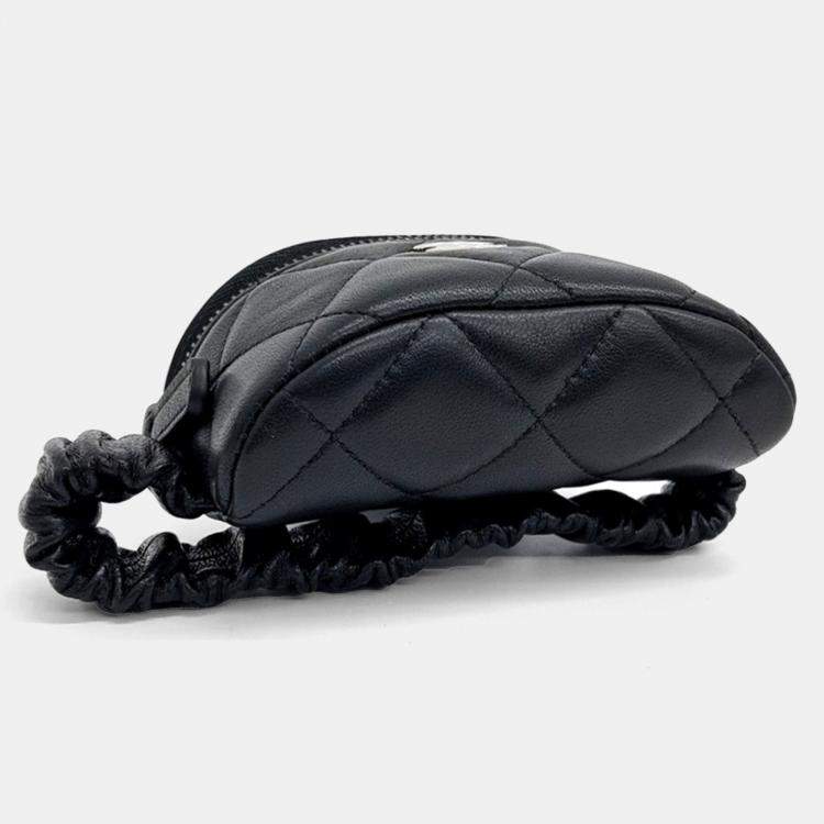 Pre Owned Chanel Black Leather Armband Pocket Mini Bag
