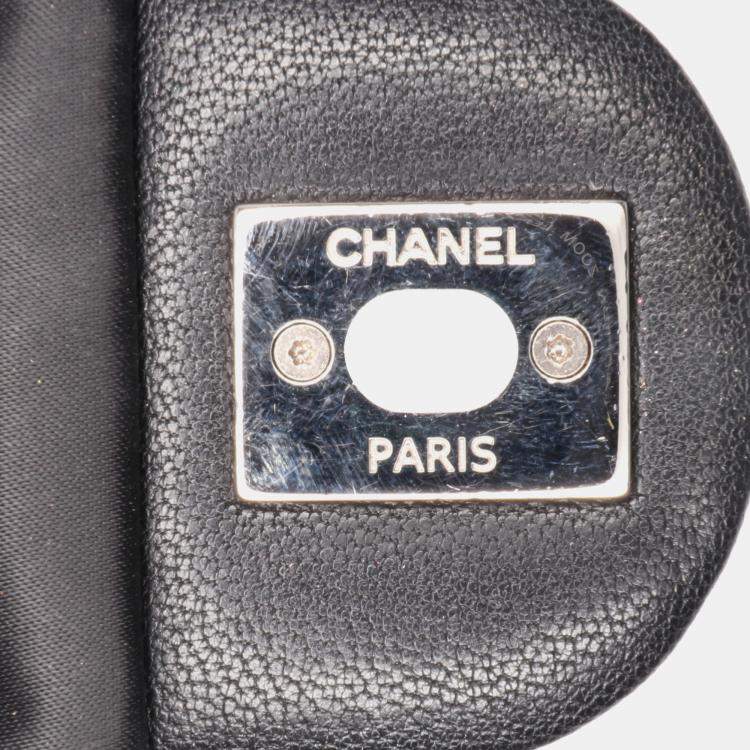 Pre Owned Chanel Black White Bicolor Tweed and Nylon Astronaut Essentials Flap