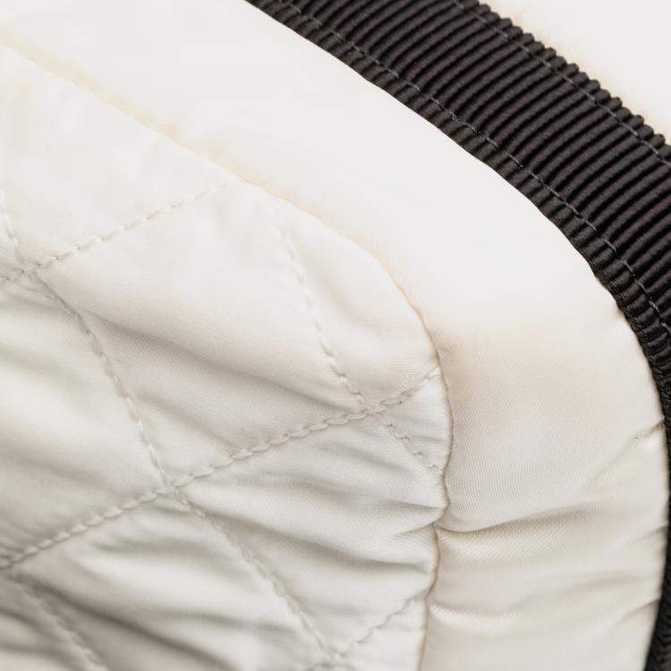 Pre Owned Chanel Black White Bicolor Tweed and Nylon Astronaut Essentials Flap