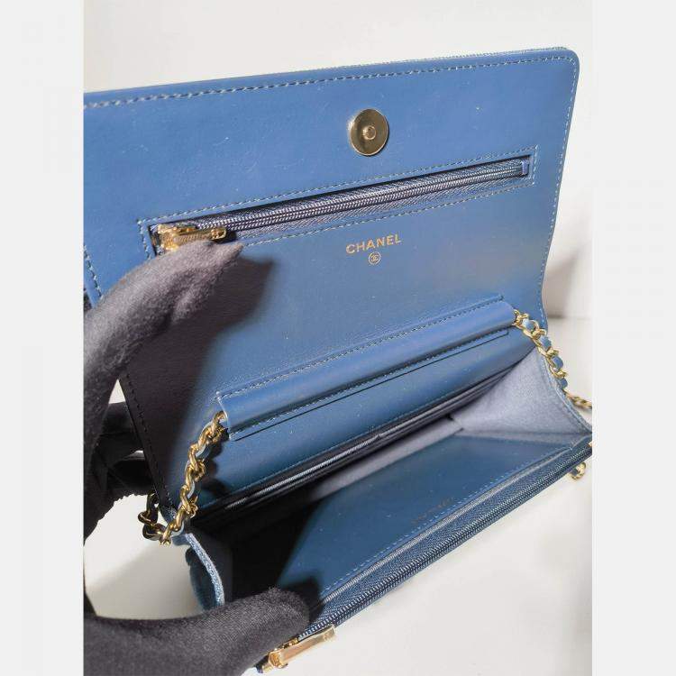 Pre Owned Chanel Blue Denim WOC