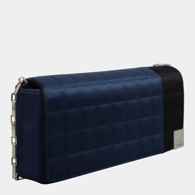 مملوكة مسبقًا Chanel Blue Quilted Satin Vintage Chocolate Flap Bag
