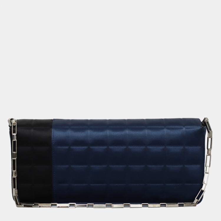 مملوكة مسبقًا Chanel Blue Quilted Satin Vintage Chocolate Flap Bag