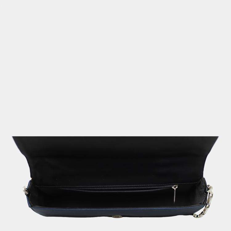 مملوكة مسبقًا Chanel Blue Quilted Satin Vintage Chocolate Flap Bag