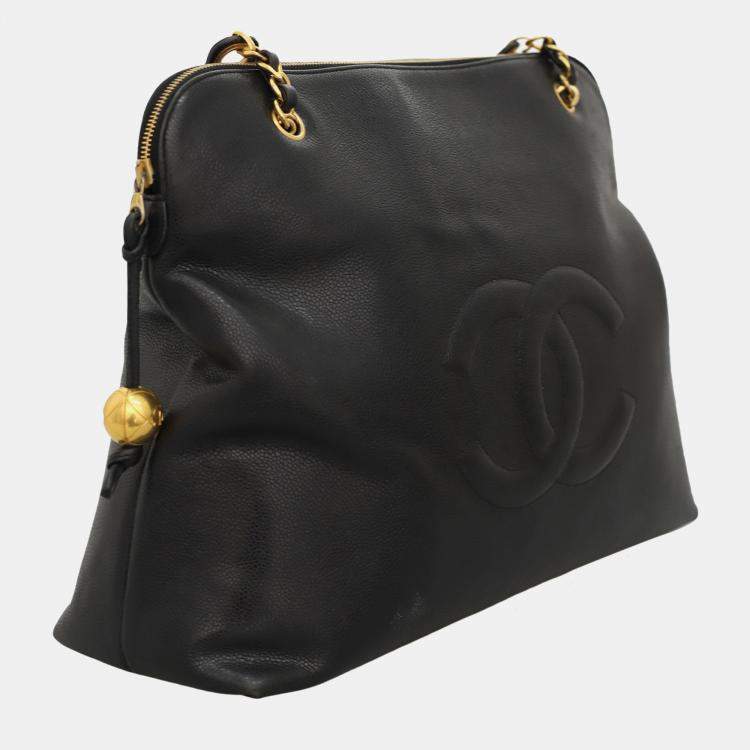Pre Owned  Chanel Black Vintage Caviar Large CC Shoulder Bag