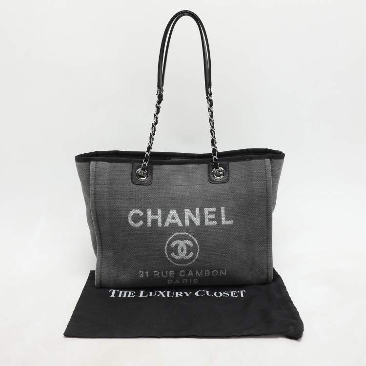 Pre Owned Chanel Grey Canvas Medium Deauville Shopper Tote