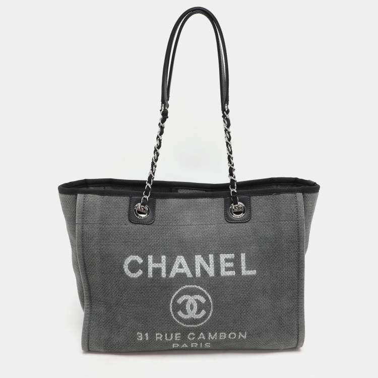 Pre Owned Chanel Grey Canvas Medium Deauville Shopper Tote