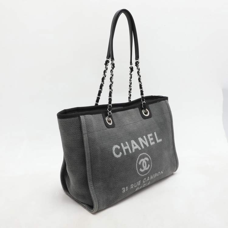 Pre Owned Chanel Grey Canvas Medium Deauville Shopper Tote