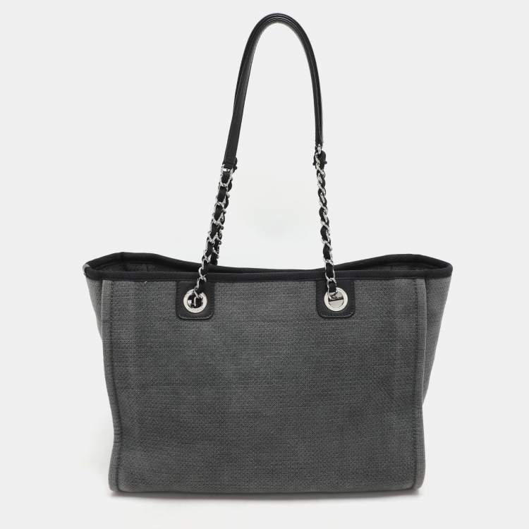 Pre Owned Chanel Grey Canvas Medium Deauville Shopper Tote
