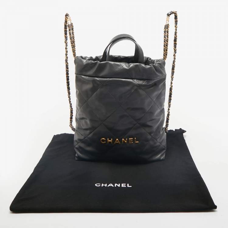 Pre Owned Chanel Dark Grey Quilted Leather 22 Backpack
